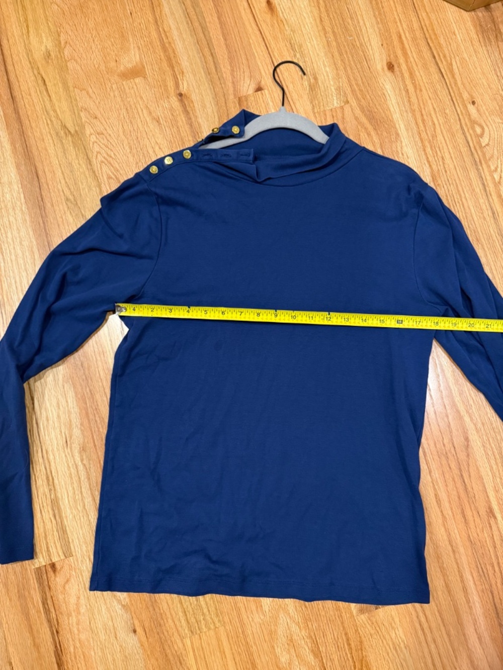 J. Crew Ribbed Turtleneck Top With Gold Buttons XL in Royal Blue NEW